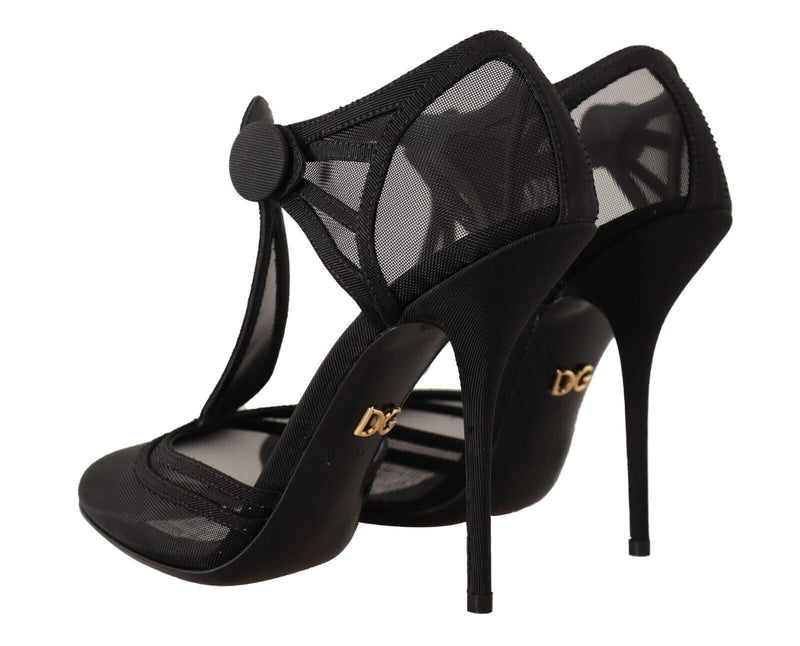 Elegant Mesh T-Strap Stiletto Pumps Dolce & Gabbana