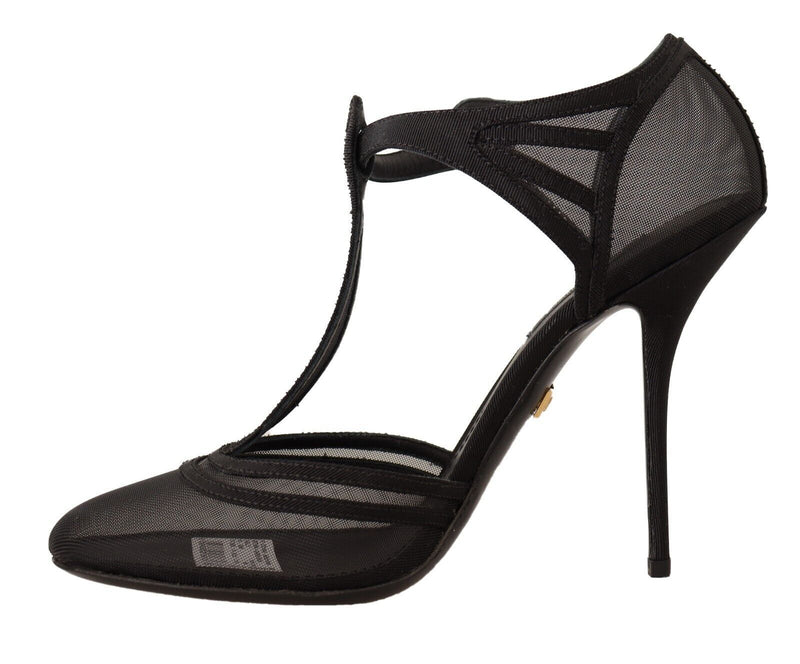 Elegant Mesh T-Strap Stiletto Pumps Dolce & Gabbana