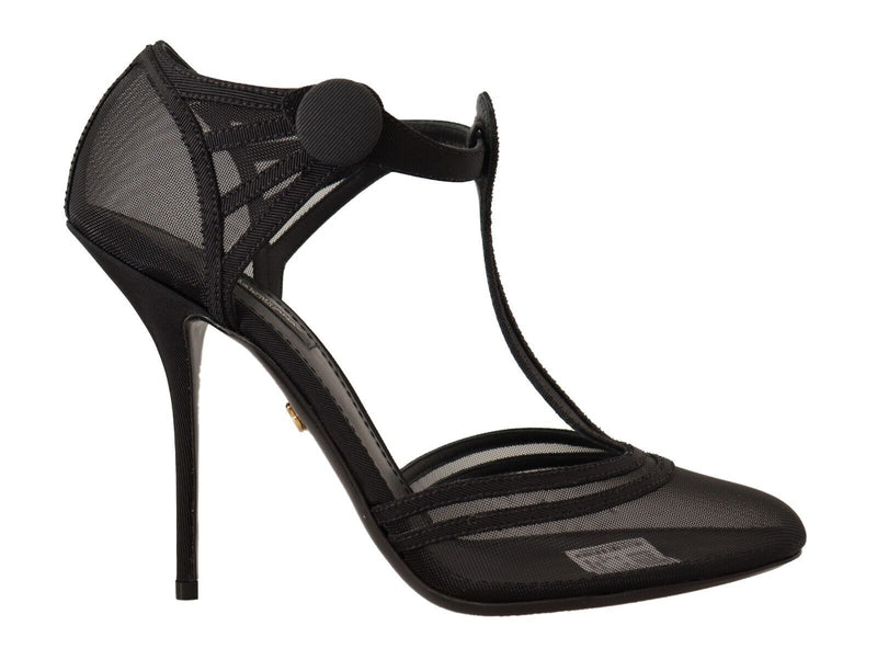 Elegant Mesh T-Strap Stiletto Pumps Dolce & Gabbana