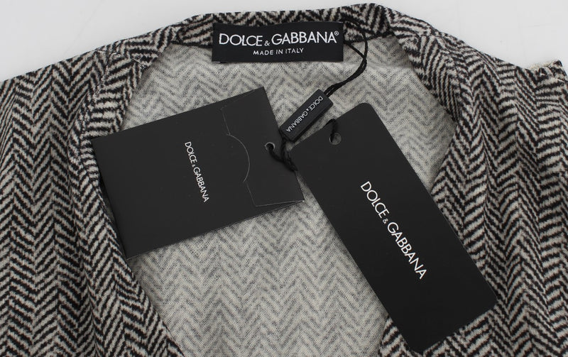 Elegant Black and White Wool Cardigan Dolce & Gabbana