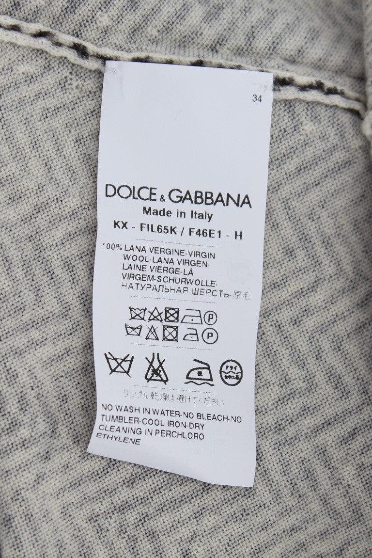 Elegant Black and White Wool Cardigan Dolce & Gabbana