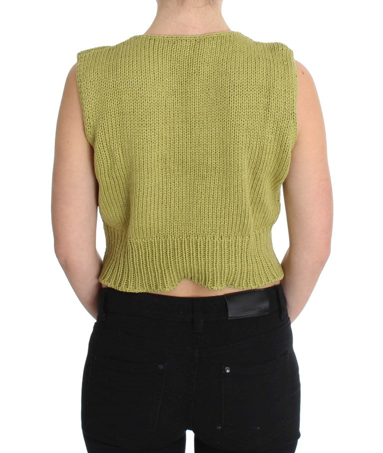 Elegant Green Sleeveless Vest Sweater PINK MEMORIES