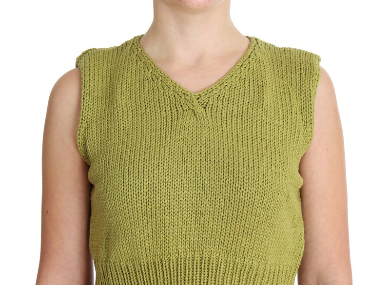 Elegant Green Sleeveless Vest Sweater PINK MEMORIES