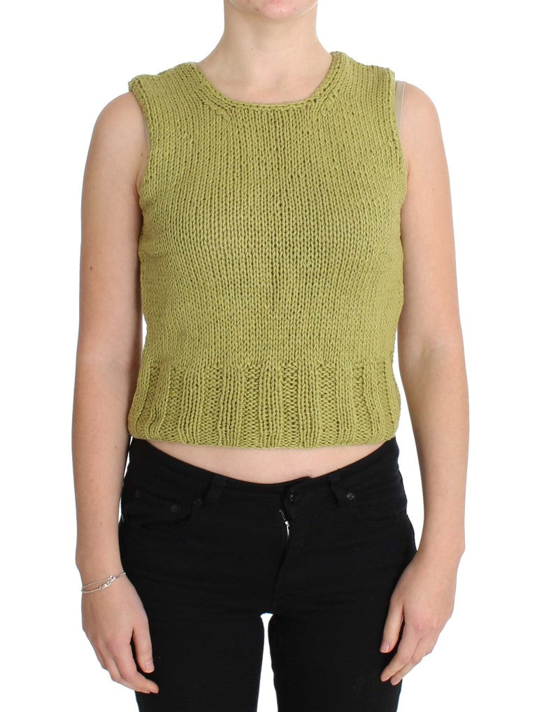 Chic Green Knitted Sleeveless Vest Sweater PINK MEMORIES