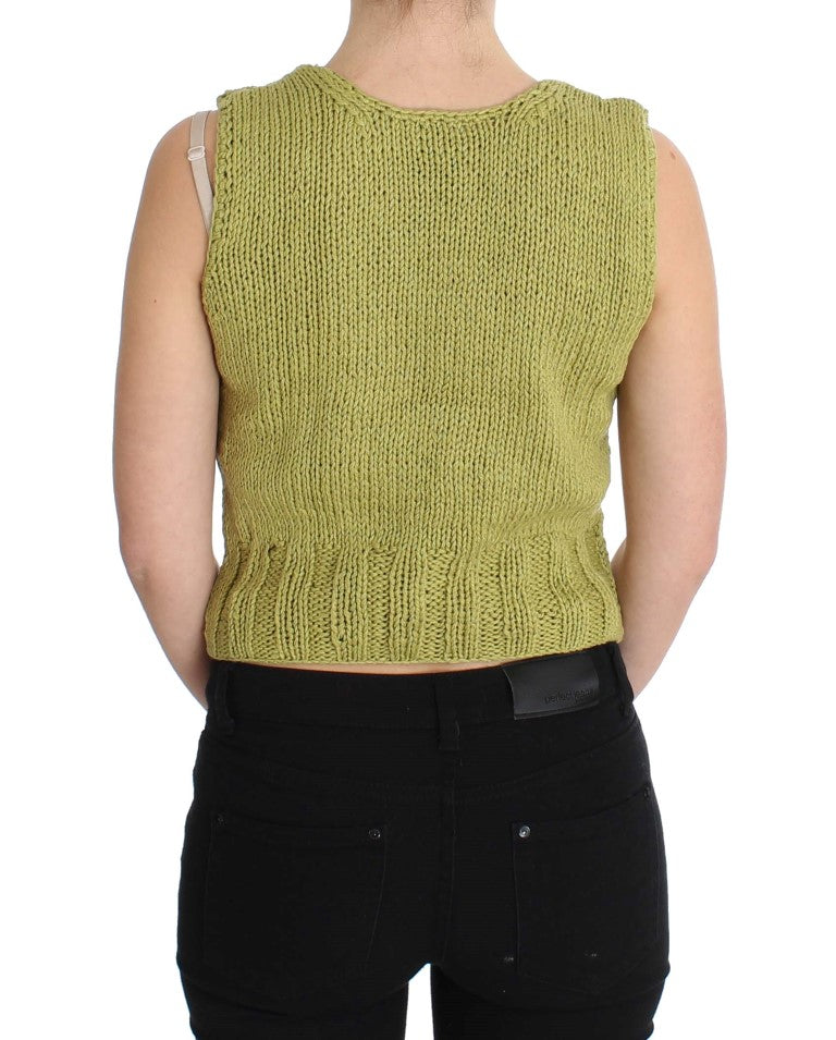Chic Green Knitted Sleeveless Vest Sweater PINK MEMORIES
