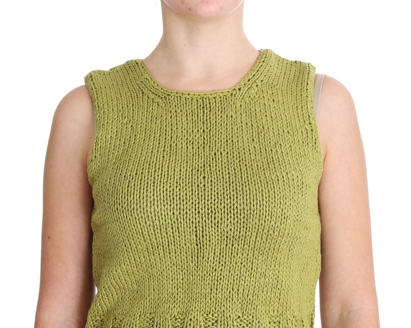 Chic Green Knitted Sleeveless Vest Sweater PINK MEMORIES