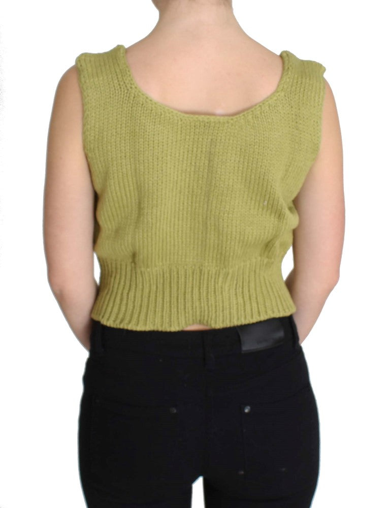 Elegant Green Knit Sleeveless Vest Sweater PINK MEMORIES