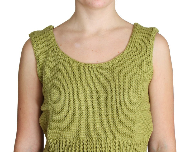 Elegant Green Knit Sleeveless Vest Sweater PINK MEMORIES
