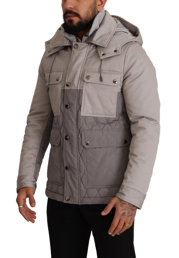 Elegant Lightweight Gray Windbreaker Jacket Dolce & Gabbana