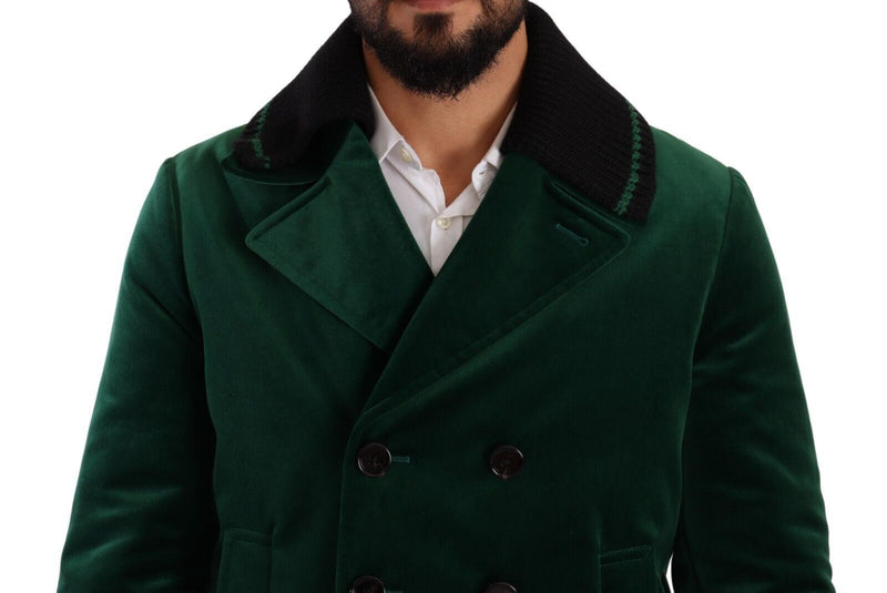 Elegant Velvet Double Breasted Overcoat Dolce & Gabbana