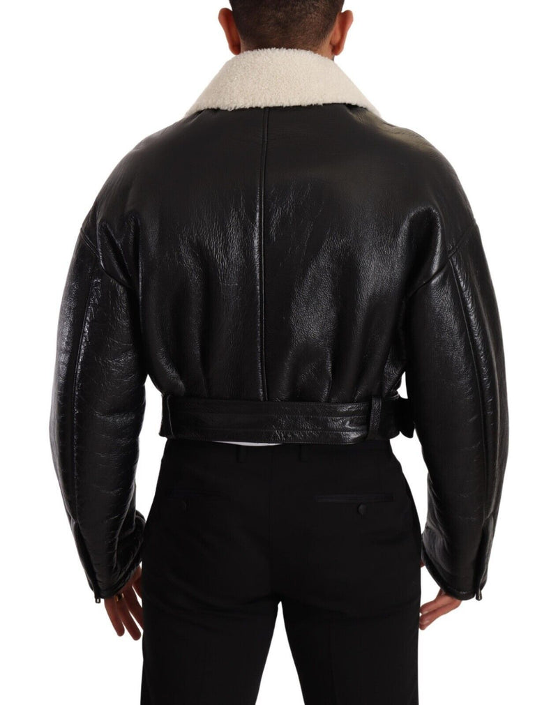 Elegant Shearling Biker Jacket Dolce & Gabbana