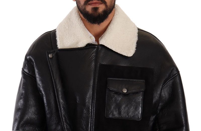 Elegant Shearling Biker Jacket Dolce & Gabbana