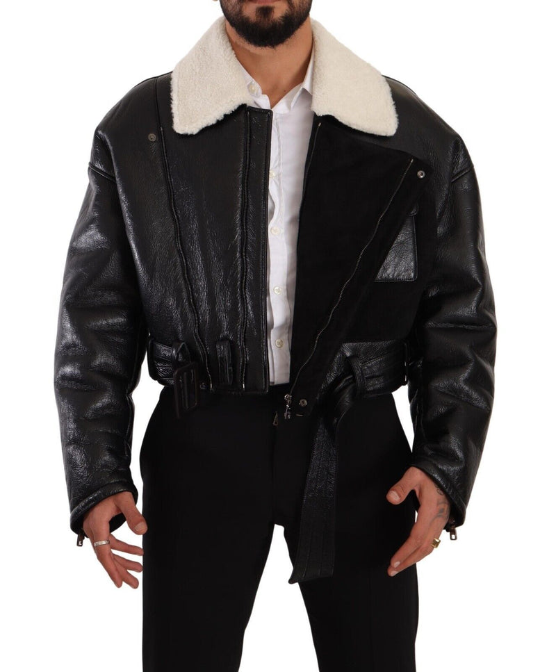 Elegant Shearling Biker Jacket Dolce & Gabbana