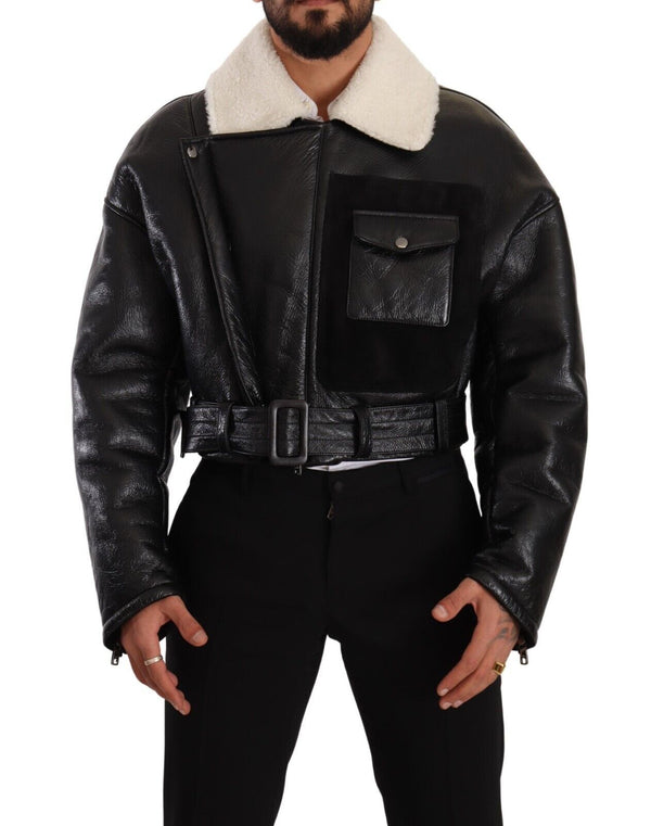 Elegant Shearling Biker Jacket Dolce & Gabbana