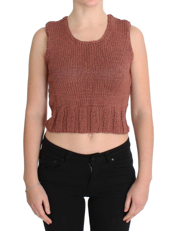 Chic Red Sleeveless Knit Vest Sweater PINK MEMORIES