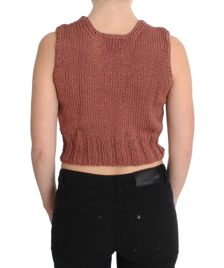 Chic Red Sleeveless Knit Vest Sweater PINK MEMORIES