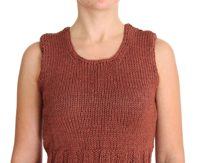 Chic Red Sleeveless Knit Vest Sweater PINK MEMORIES