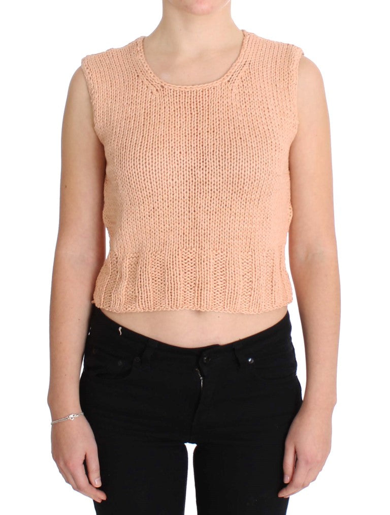 Elegant Pink Knitted Sleeveless Vest Sweater PINK MEMORIES