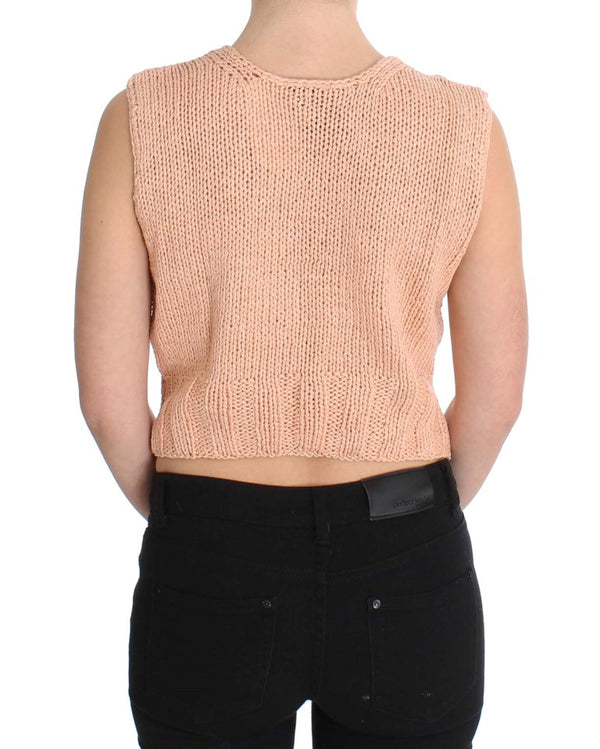 Elegant Pink Knitted Sleeveless Vest Sweater PINK MEMORIES