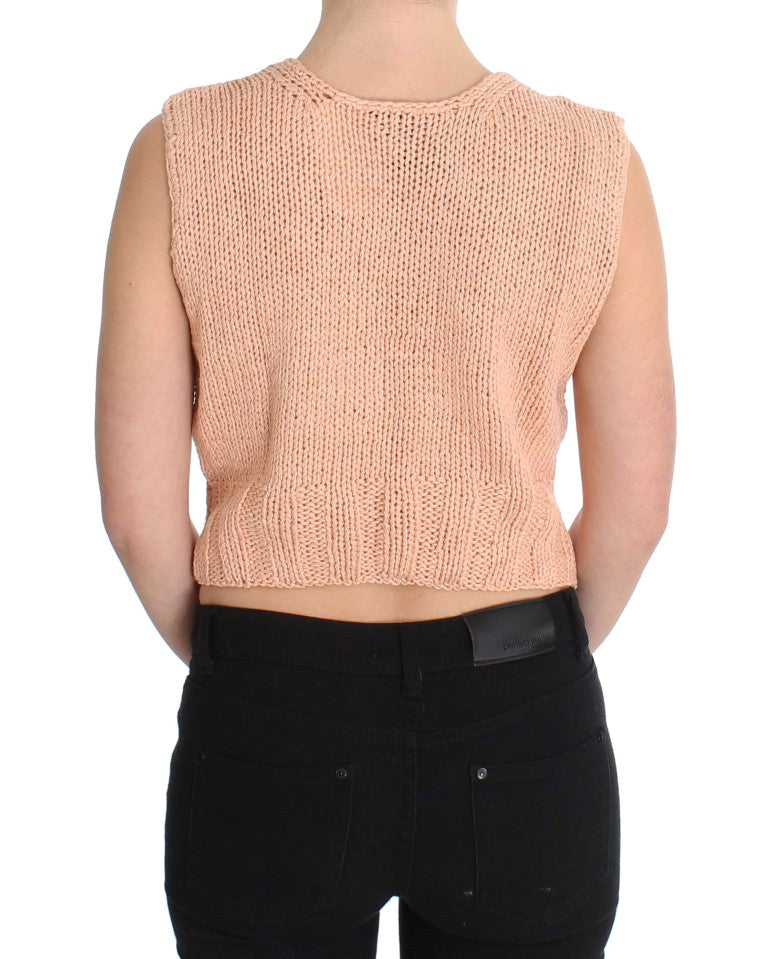 Elegant Pink Knitted Sleeveless Vest Sweater PINK MEMORIES