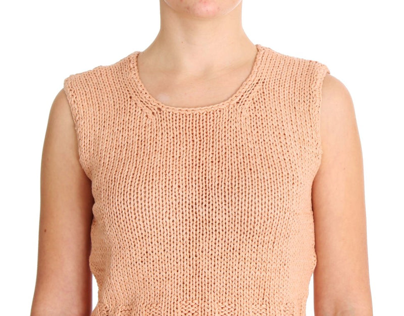 Elegant Pink Knitted Sleeveless Vest Sweater PINK MEMORIES