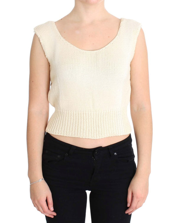 Beige Sleeveless Knit Vest Sweater PINK MEMORIES