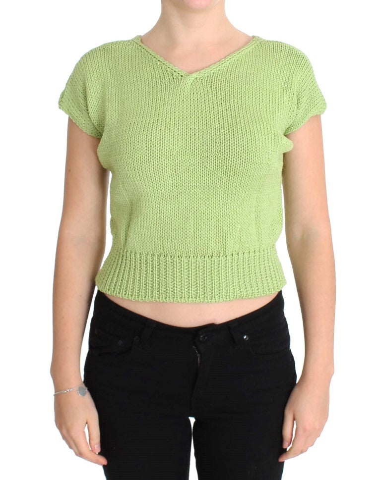 Elegant Green Knitted Sleeveless Vest Sweater PINK MEMORIES