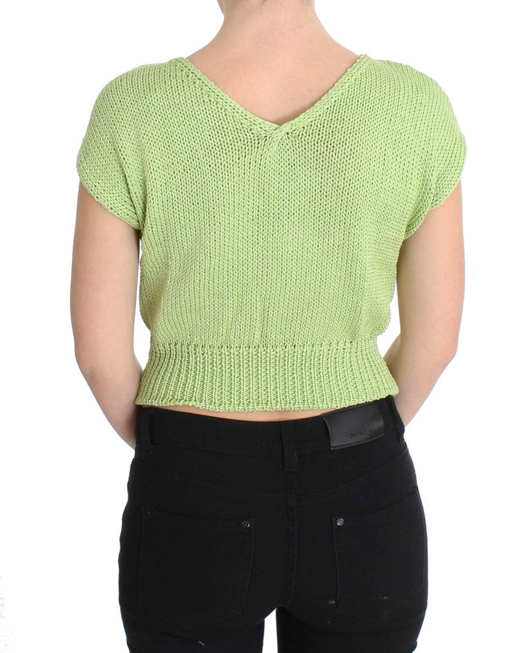 Elegant Green Knitted Sleeveless Vest Sweater PINK MEMORIES