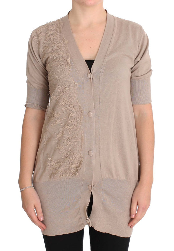 Elegant Pink Cotton Lace Cardigan PINK MEMORIES