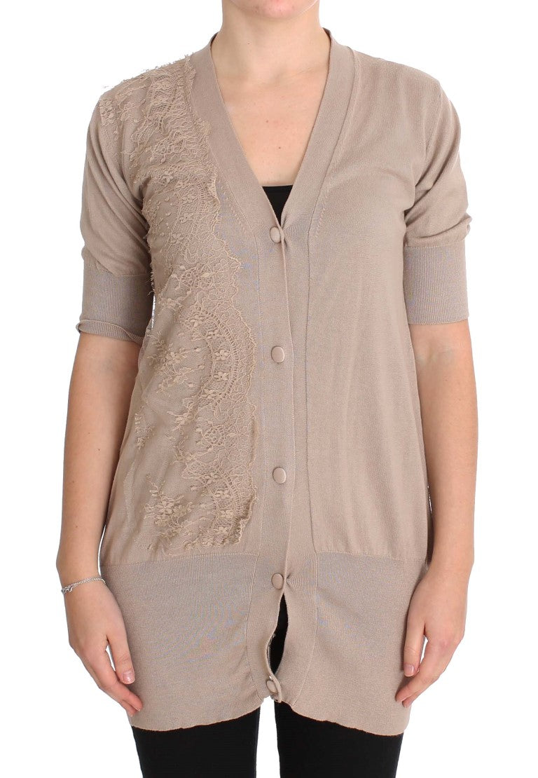 Elegant Pink Cotton Lace Cardigan PINK MEMORIES