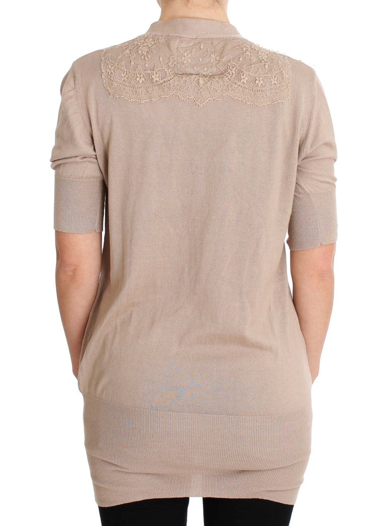 Elegant Pink Cotton Lace Cardigan PINK MEMORIES