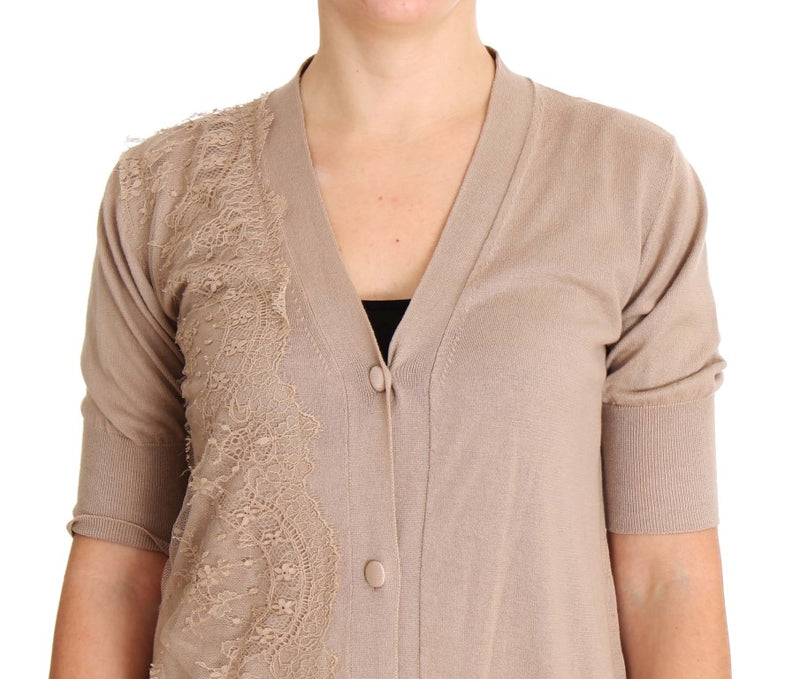 Elegant Pink Cotton Lace Cardigan PINK MEMORIES