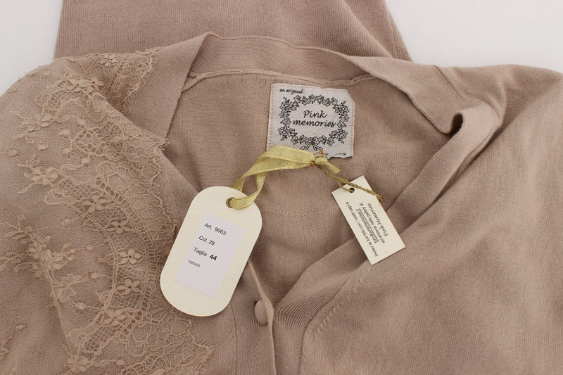 Elegant Pink Cotton Lace Cardigan PINK MEMORIES
