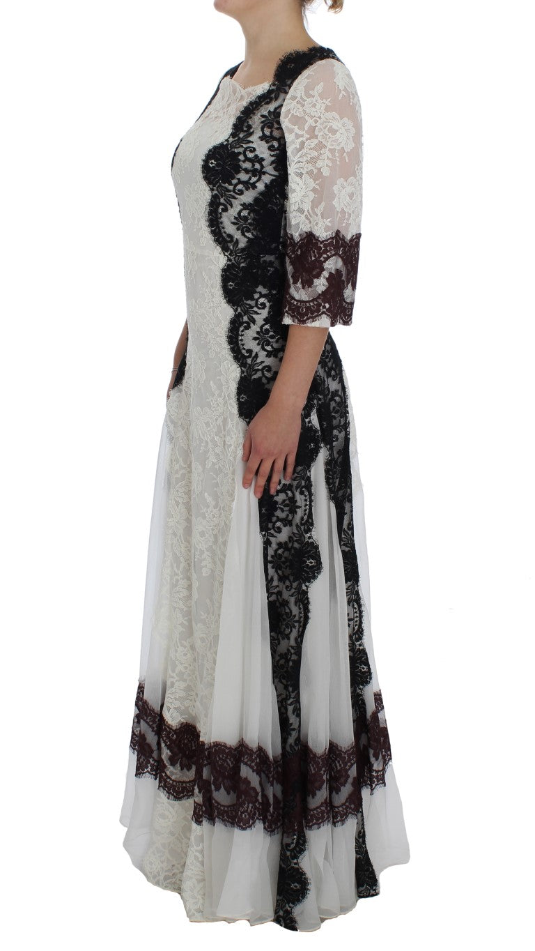 Floral Lace Silk Blend Maxi Dress Dolce & Gabbana