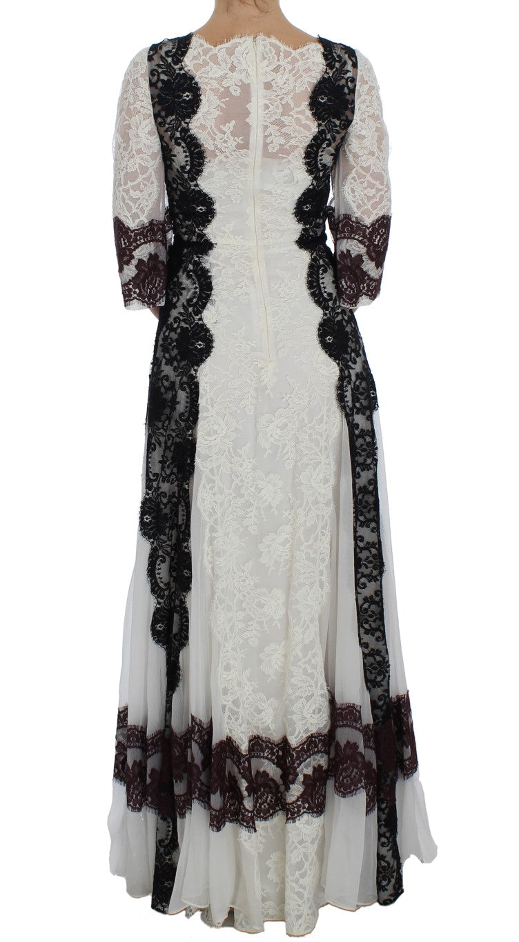 Floral Lace Silk Blend Maxi Dress Dolce & Gabbana