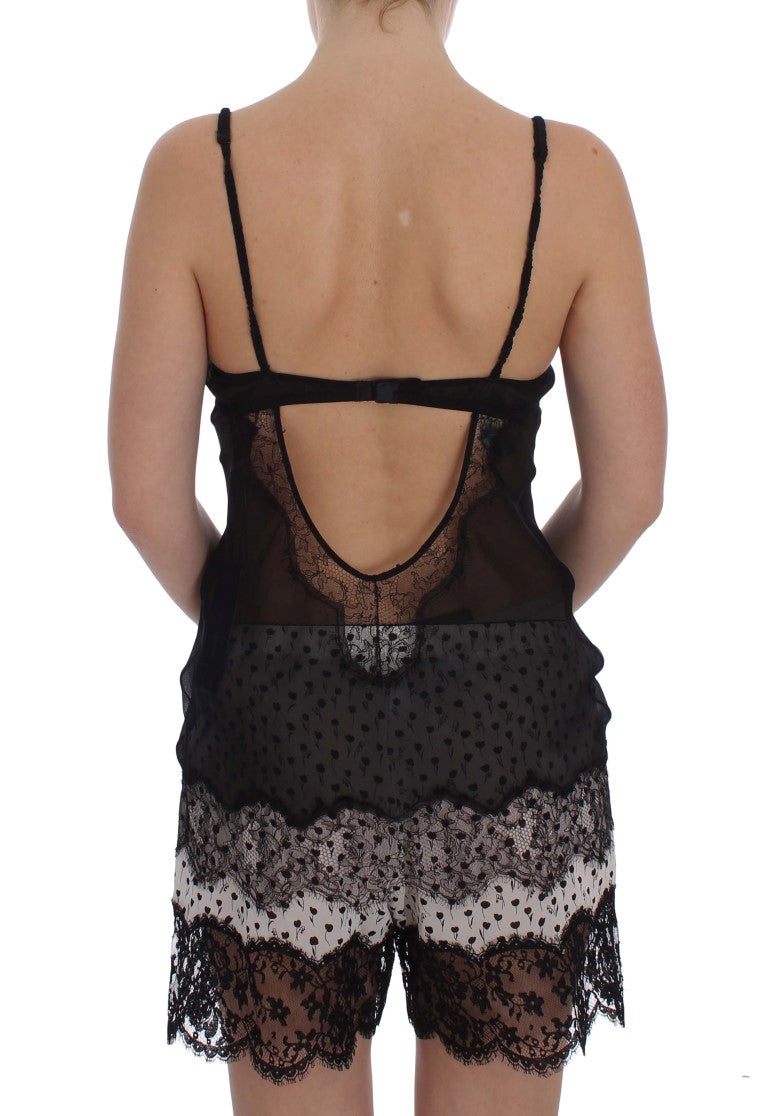 Elegant Black Silk Lace Lingerie Chemise Dolce & Gabbana