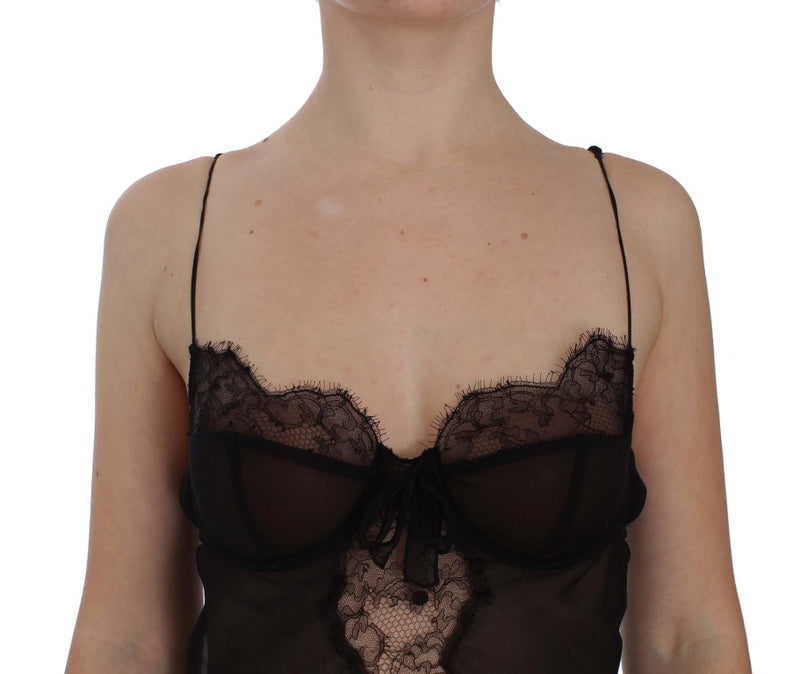 Elegant Black Silk Lace Lingerie Chemise Dolce & Gabbana