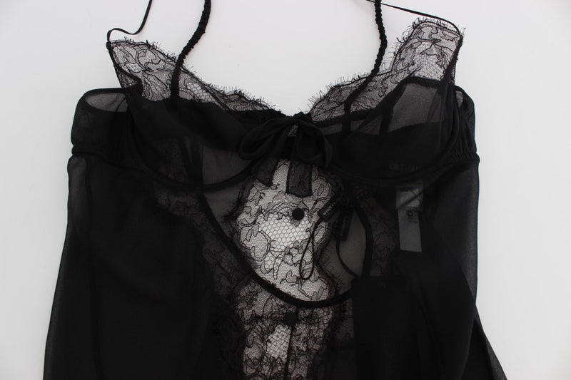 Elegant Black Silk Lace Lingerie Chemise Dolce & Gabbana