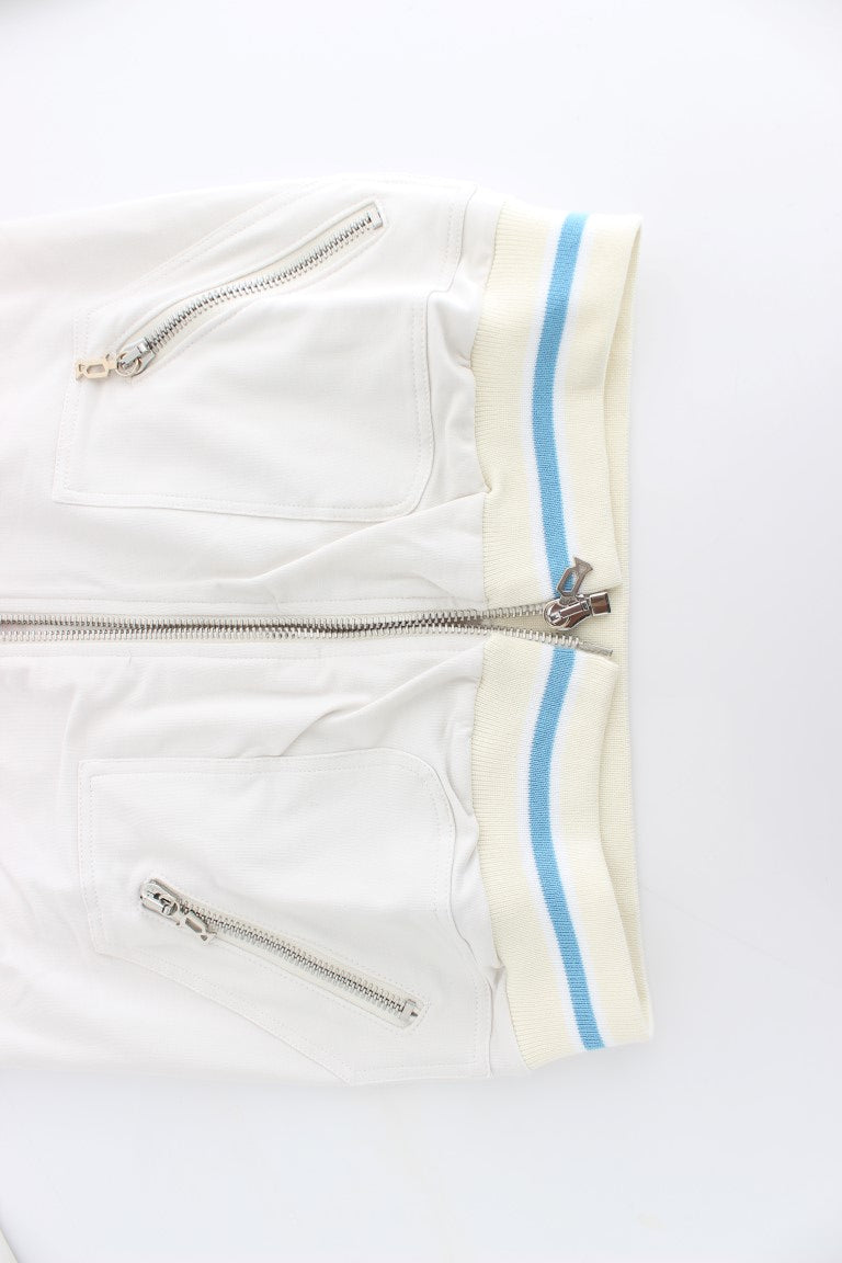 Elegant White Zip Cardigan John Galliano