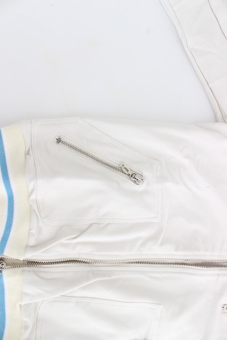 Elegant White Zip Cardigan John Galliano