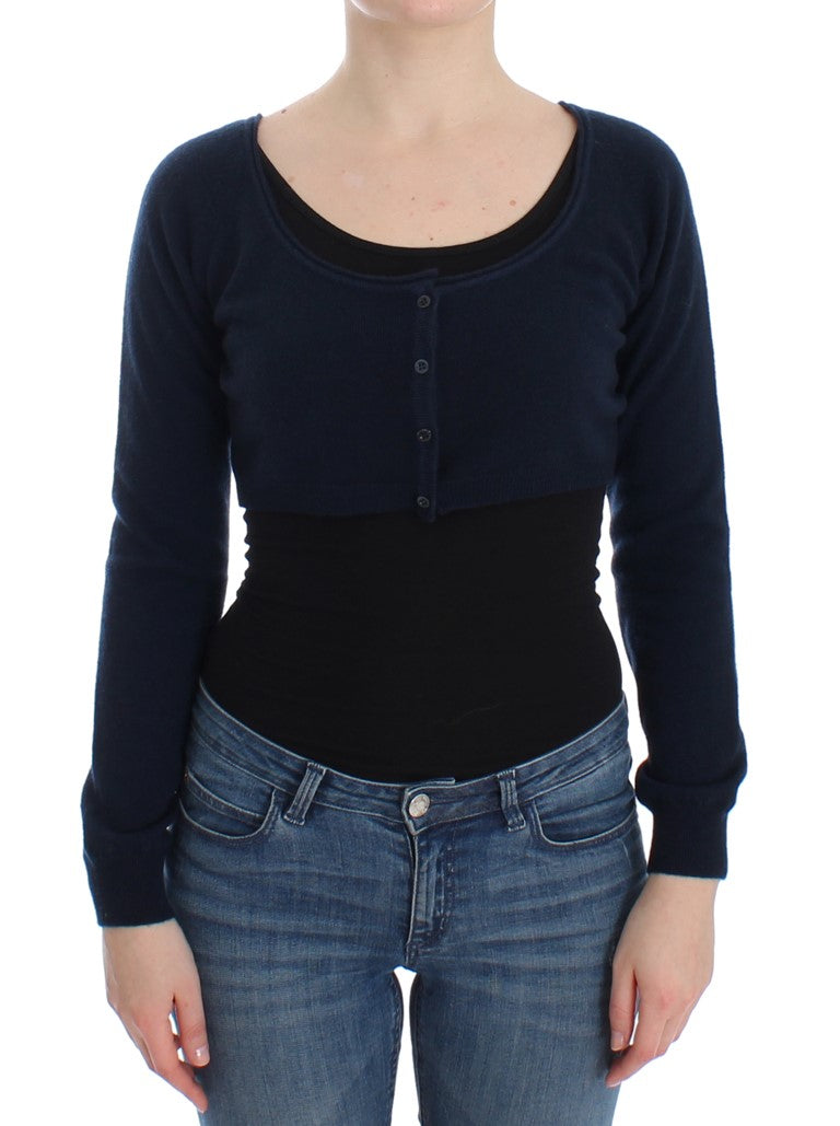 Chic Cashmere-Blend Cropped Sweater in Blue Ermanno Scervino