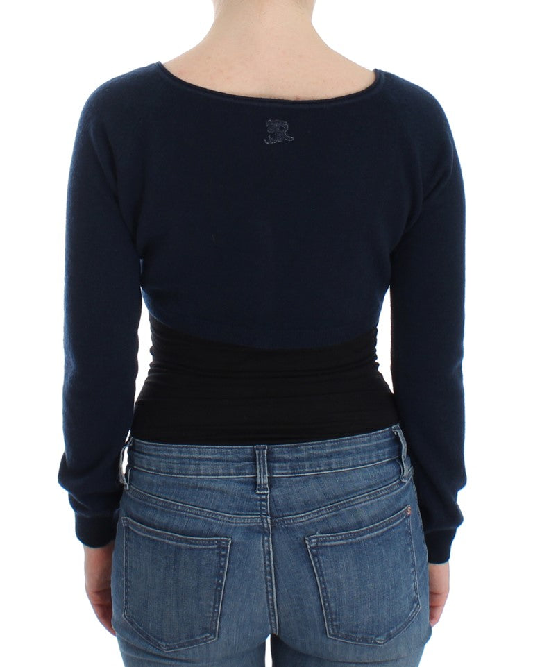 Chic Cashmere-Blend Cropped Sweater in Blue Ermanno Scervino