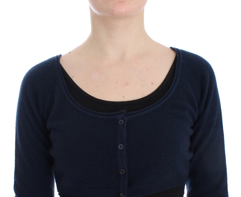 Chic Cashmere-Blend Cropped Sweater in Blue Ermanno Scervino