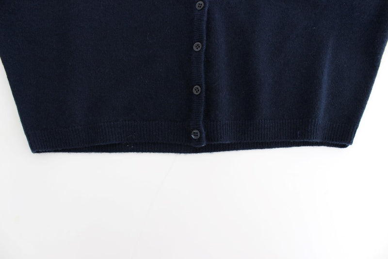 Chic Cashmere-Blend Cropped Sweater in Blue Ermanno Scervino