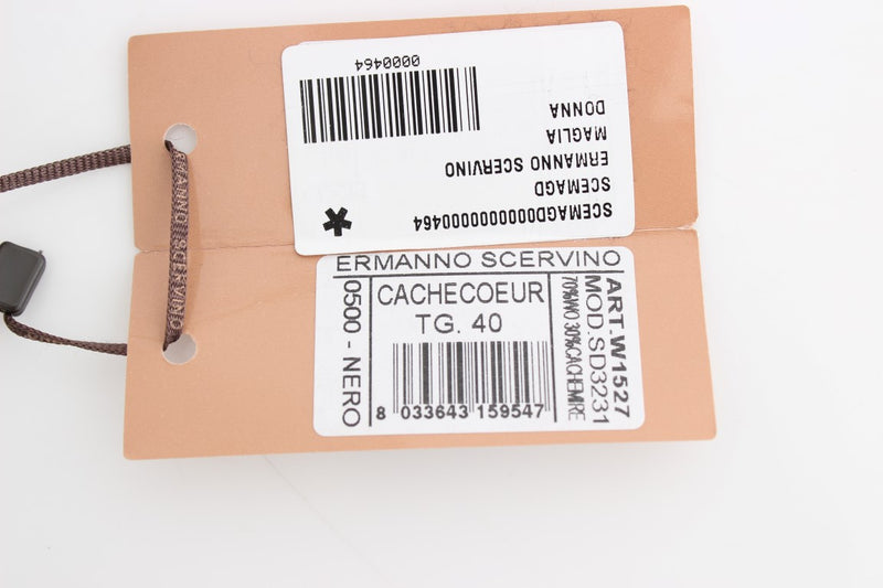 Chic Cropped Black Wool-Cashmere Sweater Ermanno Scervino