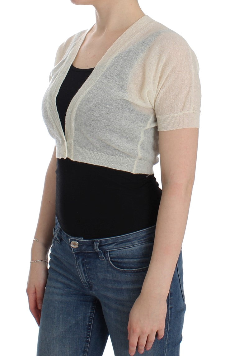 Elegant Off-White Cropped Alpaca-Wool Blend Sweater Ermanno Scervino