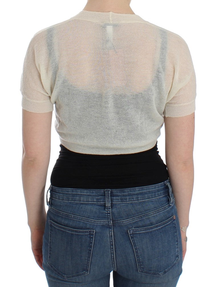 Elegant Off-White Cropped Alpaca-Wool Blend Sweater Ermanno Scervino