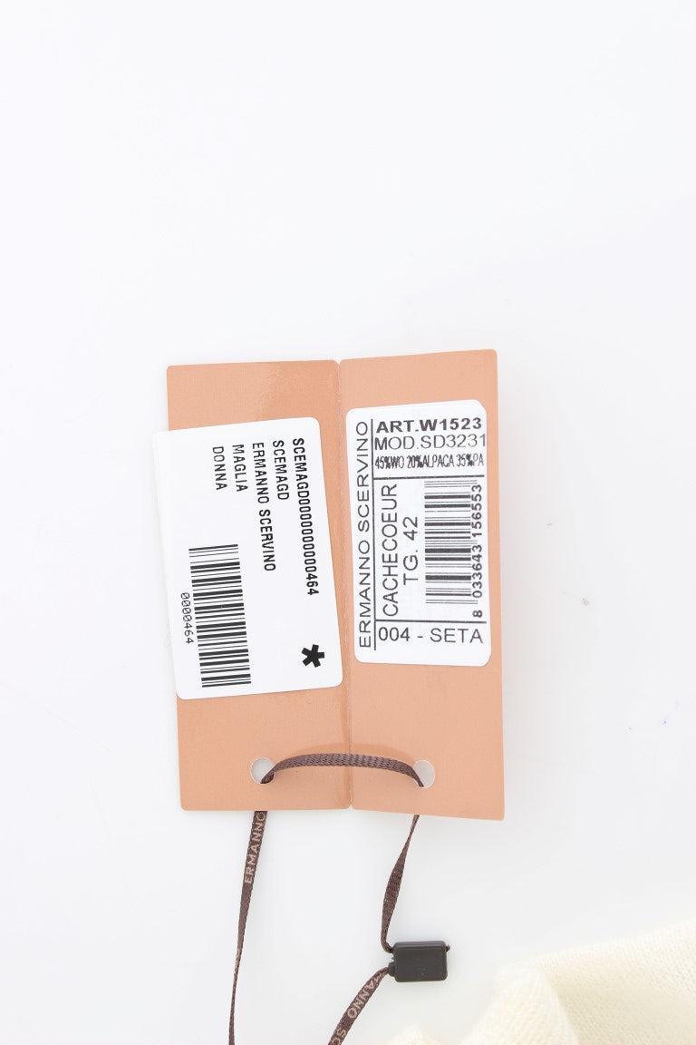 Elegant Off-White Cropped Alpaca-Wool Blend Sweater Ermanno Scervino