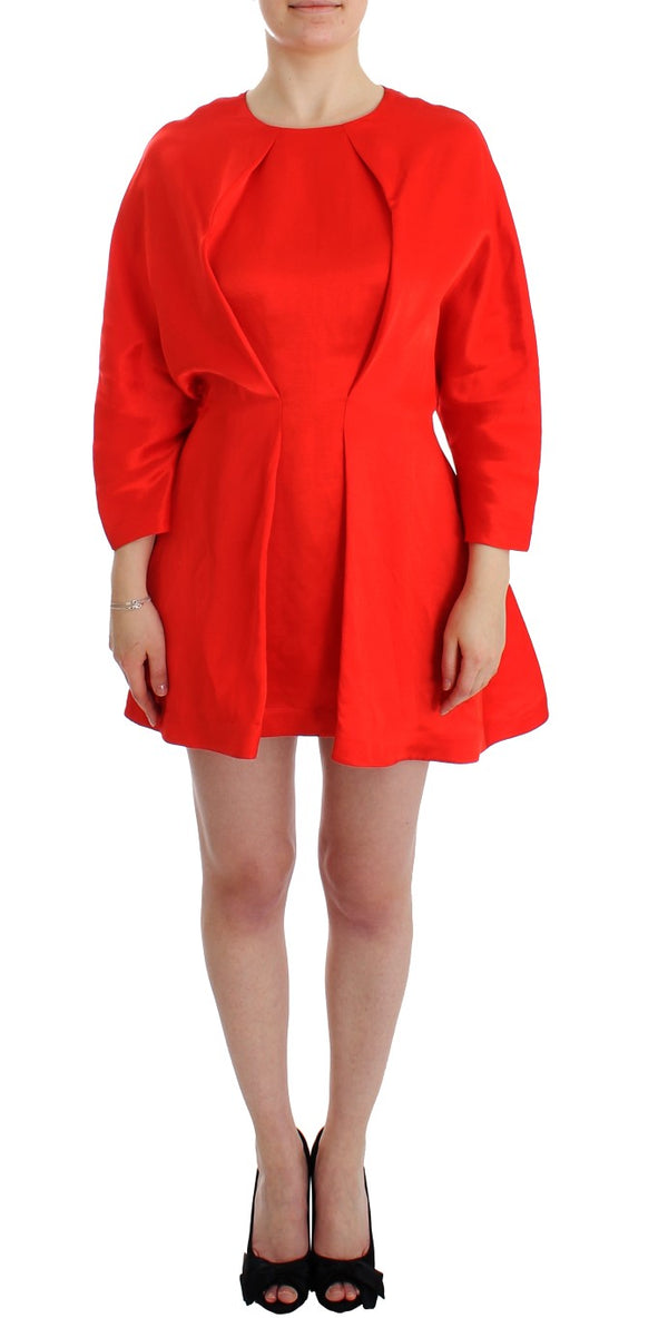 Radiant Red Linen Blend Artisan Dress Fyodor Golan