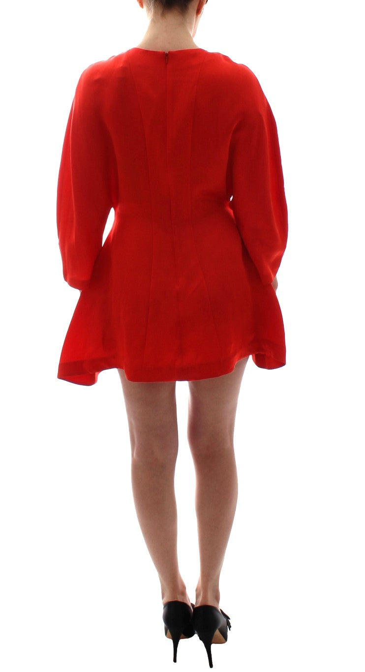 Radiant Red Linen Blend Artisan Dress Fyodor Golan